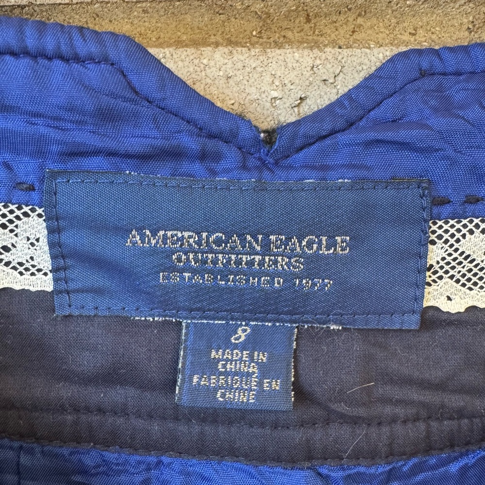 Vintage Y2K American Eagle Black Cream Plaid Wool Blend Mini Micro Skirt Sz 8 - Picture 8 of 9